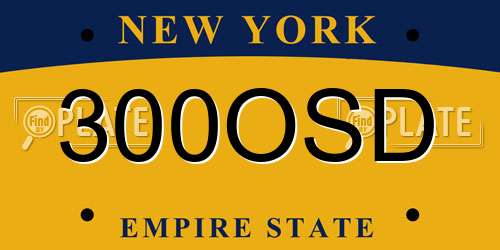 300OSD New York License Plate