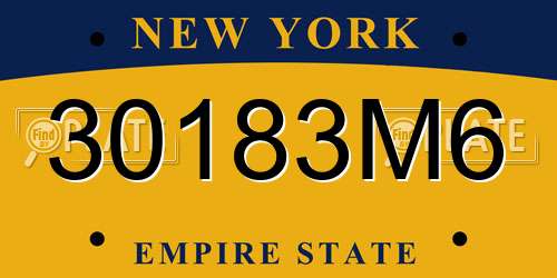 30183M6 New York License Plate