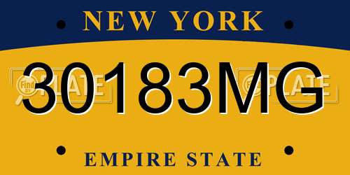 30183MG New York License Plate