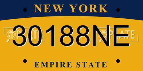 30188NE New York License Plate