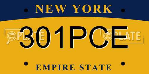 301PCE New York License Plate