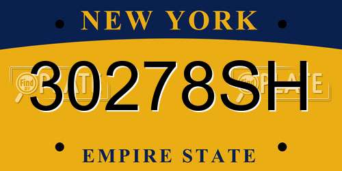 30278SH New York License Plate