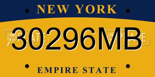 30296MB New York License Plate