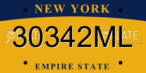 30342ML New York License Plate