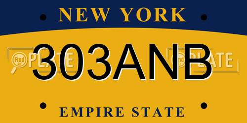 303ANB New York License Plate