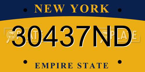 30437ND New York License Plate