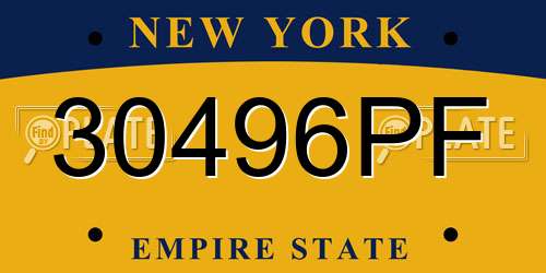 30496PF New York License Plate