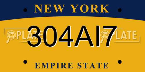 304AI7 New York License Plate