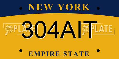 304AIT New York License Plate