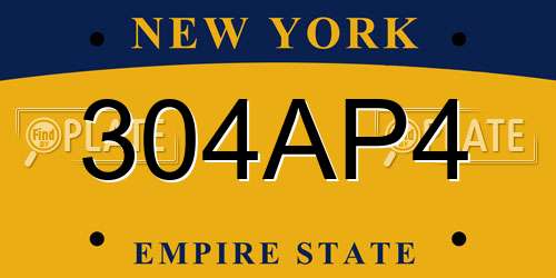 304AP4 New York License Plate