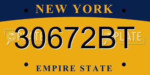 30672BT New York License Plate