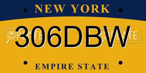306DBW New York License Plate