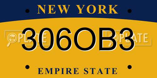 306OB3 New York License Plate