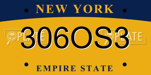 306OS3 New York License Plate