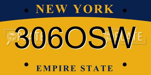 306OSW New York License Plate