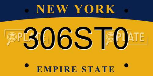 306ST0 New York License Plate