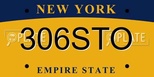 306STO New York License Plate