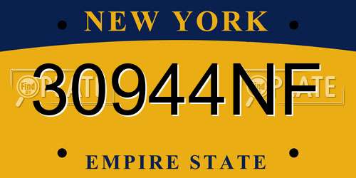 30944NF New York License Plate