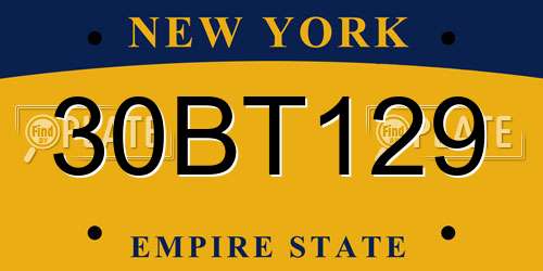 30BT129 New York License Plate