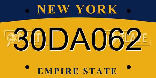 30DA062 New York License Plate