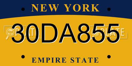 30DA855 New York License Plate