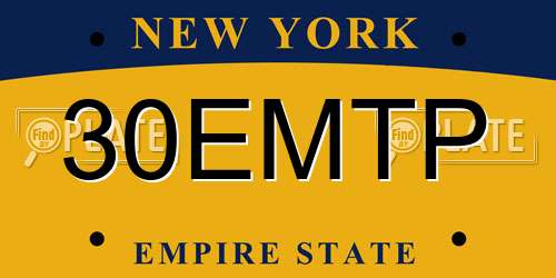 30EMTP New York License Plate