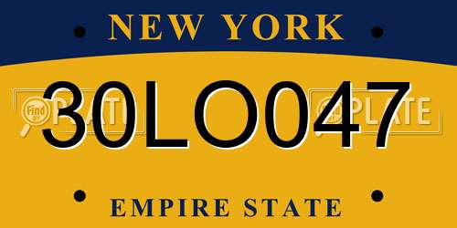 30LO047 New York License Plate