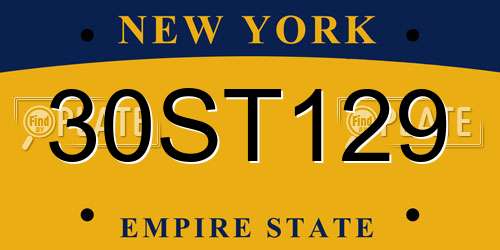 30ST129 New York License Plate