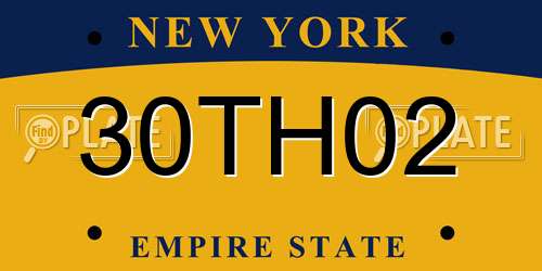 30TH02 New York License Plate