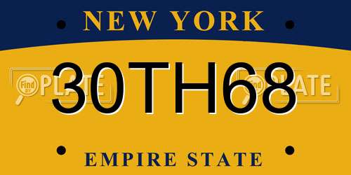 30TH68 New York License Plate