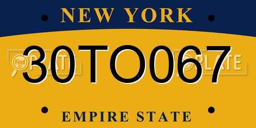30TO067 New York License Plate