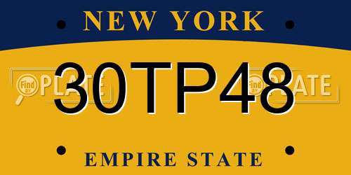 30TP48 New York License Plate