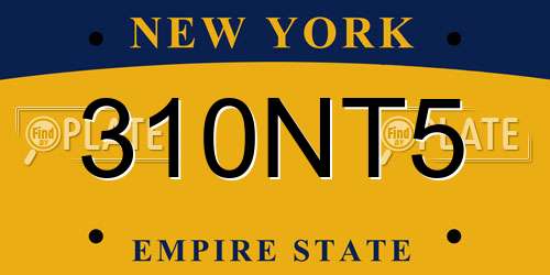 310NT5 New York License Plate