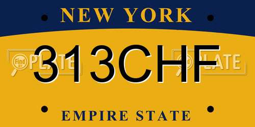 313CHF New York License Plate