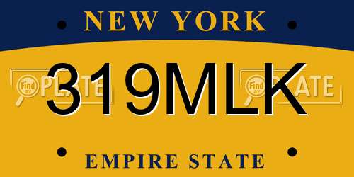 319MLK New York License Plate