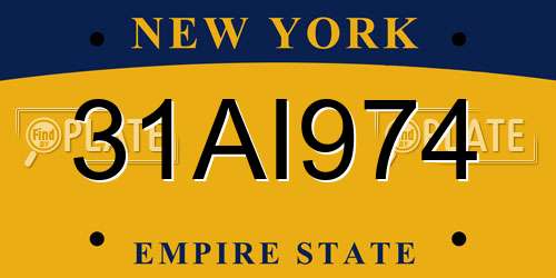 31AI974 New York License Plate