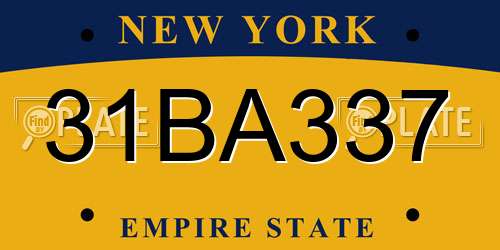 31BA337 New York License Plate