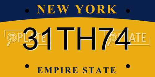 31TH74 New York License Plate