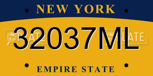 32037ML New York License Plate