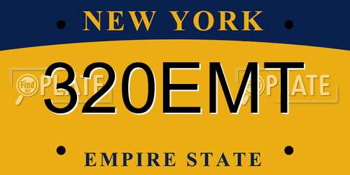320EMT New York License Plate