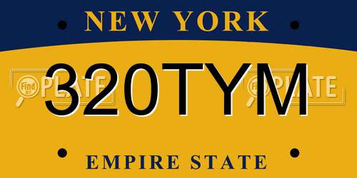 320TYM New York License Plate