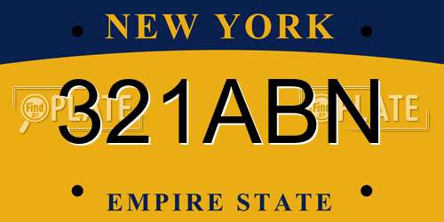 321ABN New York License Plate