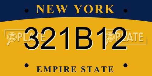 321B12 New York License Plate