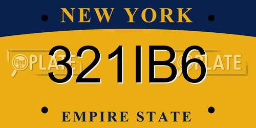 321IB6 New York License Plate