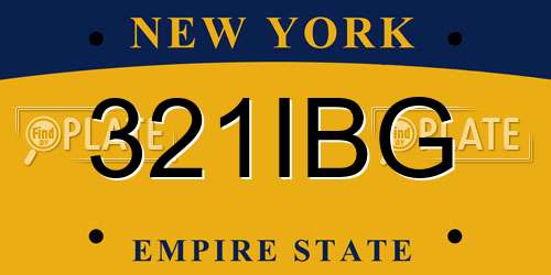 321IBG New York License Plate