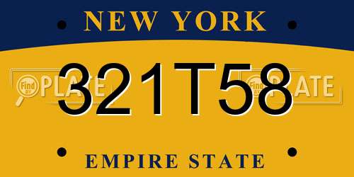 321T58 New York License Plate