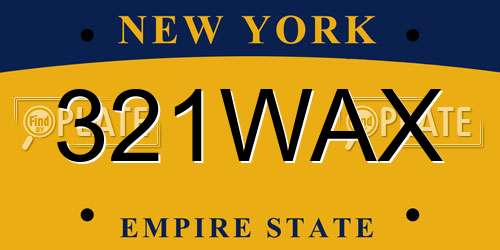 321WAX New York License Plate