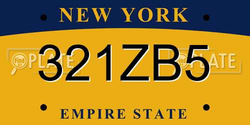 321ZB5 New York License Plate