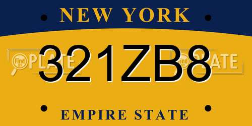 321ZB8 New York License Plate