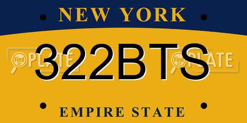 322BTS New York License Plate